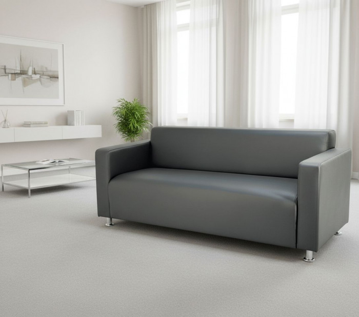 Диван прямой Томи, 160 см, экокожа, темно-серый