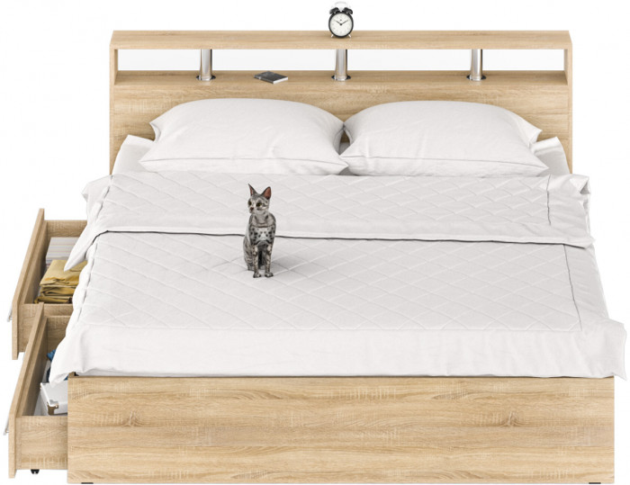 Камелия Кровать с ящиками 1800, дуб сонома