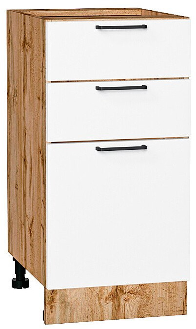 Кухонный гарнитур Флэт-09, ЛДСП, 200 см, Вотан/Белый (Пирит светлый)