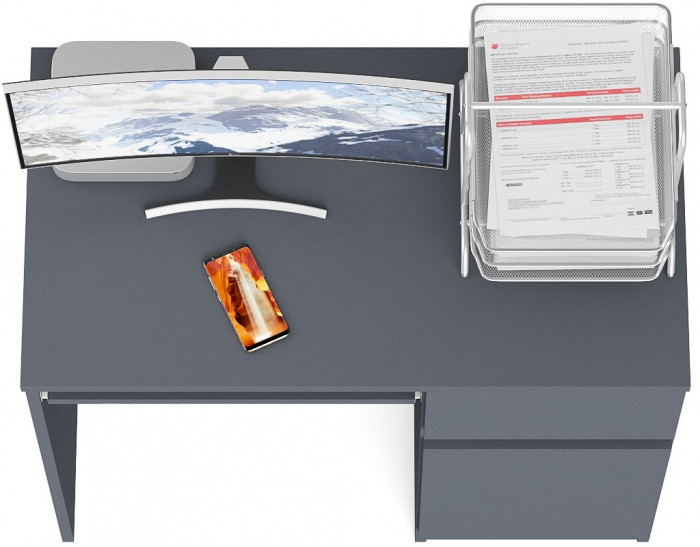 Мори Стол компьютерный МС-1 правый, цвет графит, ШхГхВ 90х50х76,6 см., выдвижной ящик справа, НЕ универсальная сборка