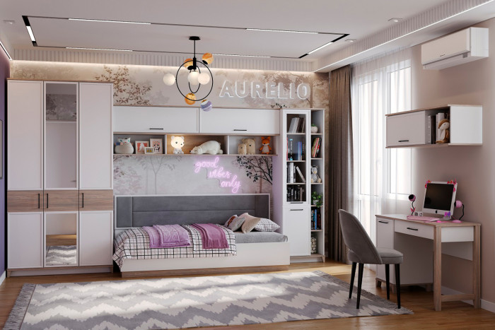 Шкаф для одежды и белья Аурелио 444, Блэквуд Сатиновый, Белый