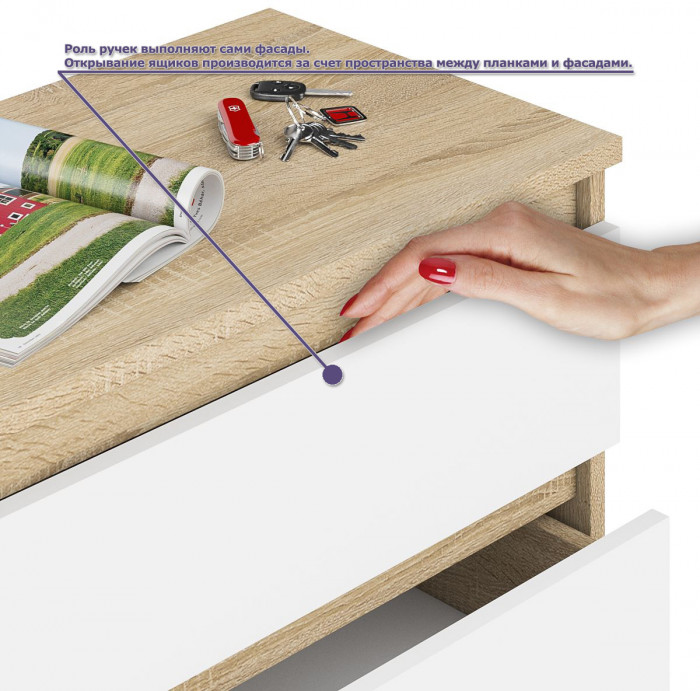 Мори Стол компьютерный МС-16 левый + Комод МК1600.1, цвет дуб сонома/белый, ШхГхВ 284,8х84,9х94 см., выдвижные ящики слев, НЕ универсальная сборкаа