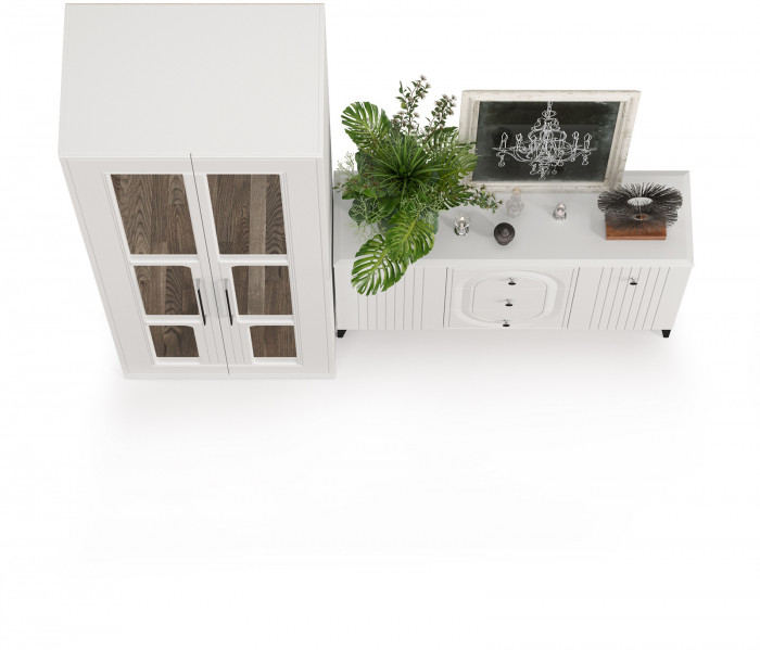 Валенсия Спальня 13.309 Комод + 13.329 Шкаф для одежды, ЛДСП белый шагрень/МДФ белый шагрень