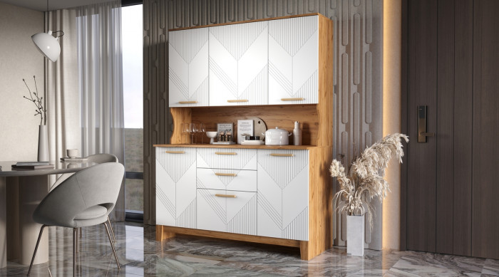 Буфет 1,5м "Ирис", Крафт золотой/Браш вайт