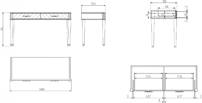 Стол туалетный "Тиволи" - Серый антрацит (лак)