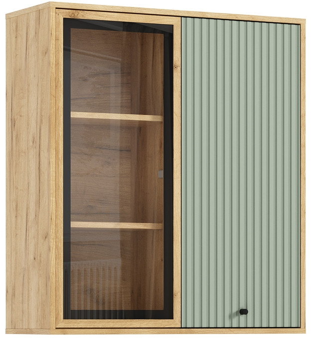 Шкаф навесной "Оливия" (рамка AGT), Крафт золотой/Олива софт