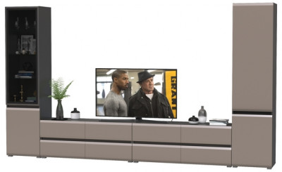 Сидней Комплектация № 131, цвет корпус: антрацит/фасады: МДФ веллюто капучино, ШхГхВ 359,8х41,3х205,2 см., универсальня сборка