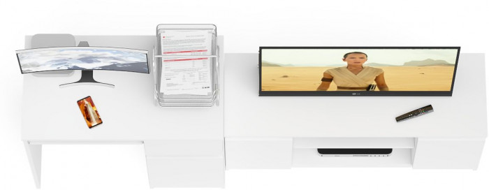 Мори Стол компьютерный МС-1 правый + Тумба МТВ1200.1, цвет белый, ШхГхВ 210,4х50х76,6 см., выдвижной ящик справа, НЕ универсальная сборка