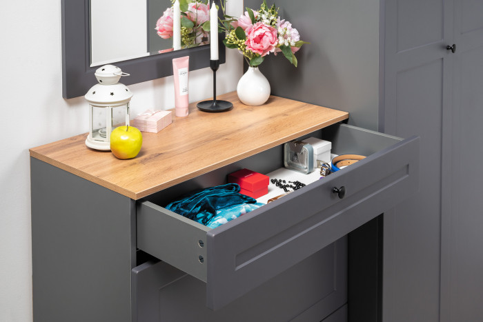 Остин Прихожая 05, серый графит/дуб крафт золотой