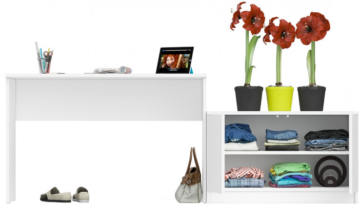 Мори Стол письменный МСП1200.1 + Тумба МА900.1, цвет белый, ШхГхВ 210,8х50,4х76,6 см., универсальная сборка