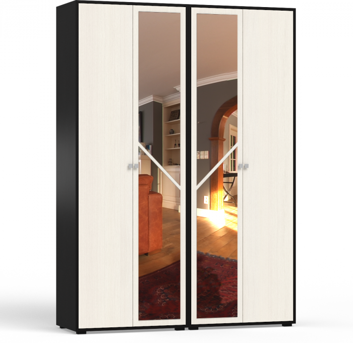 Камелия спальня № 1 Кровать 1400 + Две тумбы + Шкаф 4-х створчатый, венге/дуб лоредо