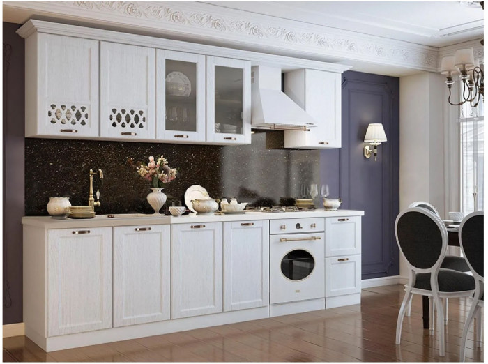 Кухня МДФ 2000 Милано Компоновка №2 (Шарли мокко, Белый)