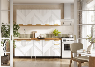 Кухня Ирис 2,0м (490), Дуб Крафт/Браш Вайт (Дуб вотан)