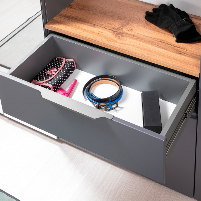 Октава Прихожая 10, цвет серый графит/дуб крафт золотой/фасады МДФ серый графит, ШхГхВ 129,3х35,4х197,6 см., универсальная сборка