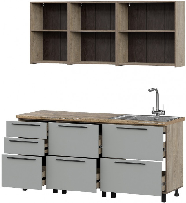 Кухня Этна 1.8 м. Комплект 1, софт грей