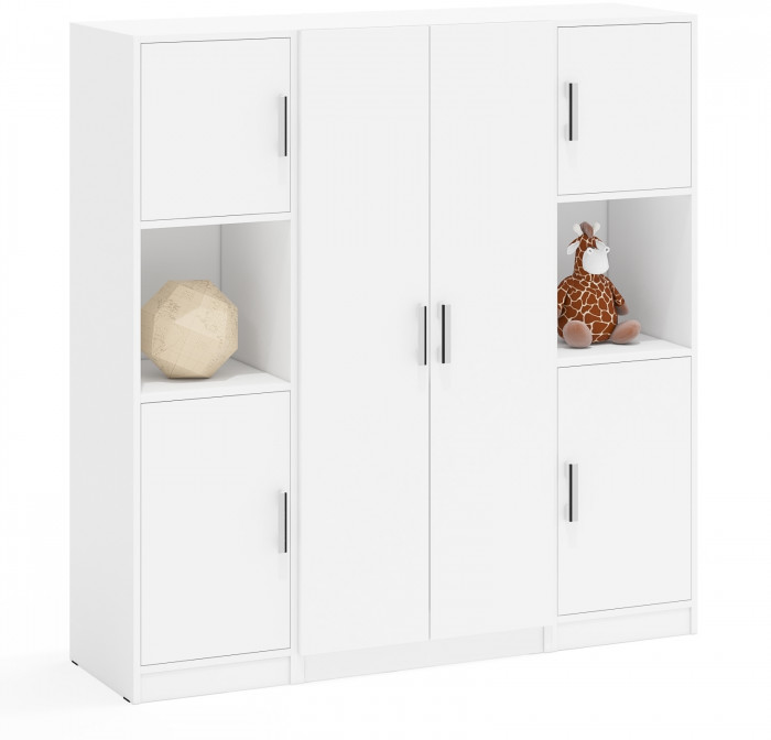 Шкаф С-МД-СК9Ш+Пенал С-МД-СК9П+Пенал С-МД-СК9П, цвет белый шагрень, ШхГхВ 156х45х160 см., универсальная сборка