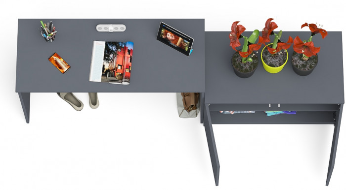 Мори Стол письменный МСП1200.1 + Тумба МА900.1, цвет графит, ШхГхВ 210,8х50,4х76,6 см., универсальная сборка