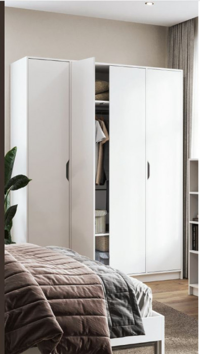 РУНА ШК 04 Шкаф 4-х створчатый Фасад БЕЛЫЙ/Корпус БЕЛЫЙ