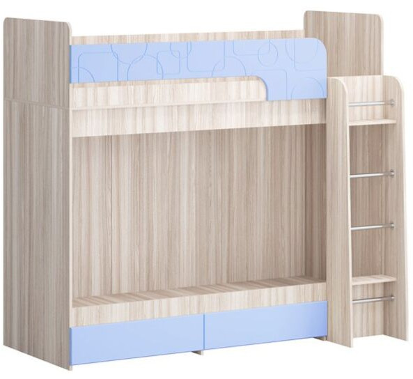 Двухъярусная кровать Бемби МДФ NEW, ясень (Латте глянец, Ясень шимо светлый)