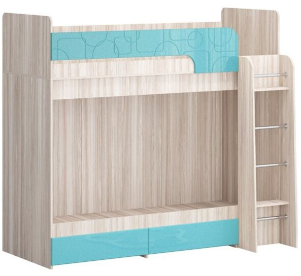 Двухъярусная кровать Бемби МДФ NEW, ясень (Латте глянец, Ясень шимо светлый)