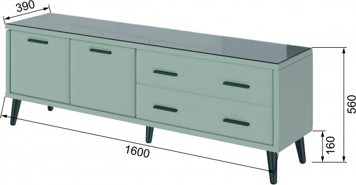 Тумба ТВ интерьерная Виго 1,6 мятный