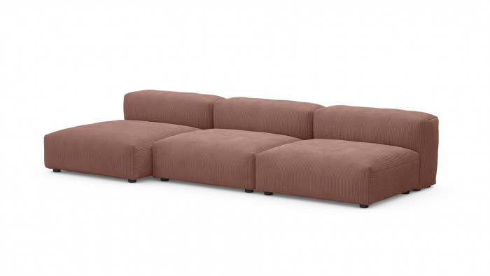 Диван с оттоманкой Фиджи (малый) Cilium Coral 315*137*62 см, Розовый Вельвет Нераскладной Фиеста