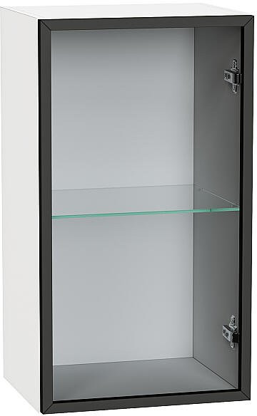 Кухонный гарнитур Фрейм-06, МДФ, 340 см, Белый/Глиняный шелк, стеклополки (Мрамор горный)
