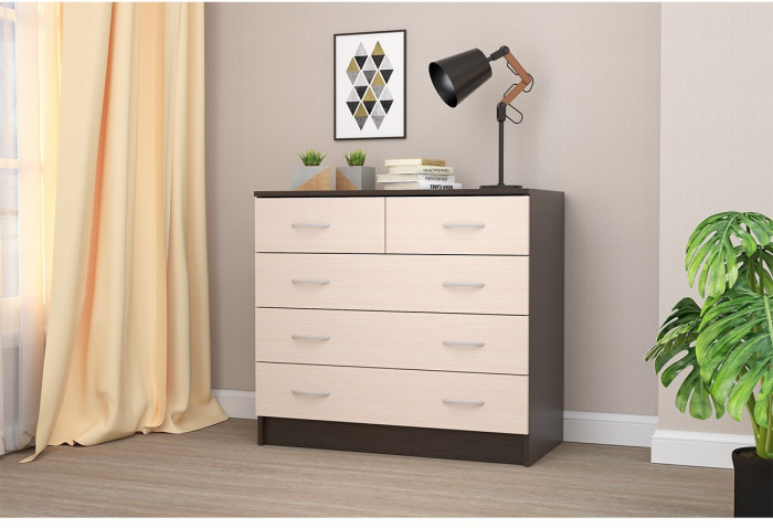 Кэт-7 Комод 5 ящиков (Крафт золотой / Графит)