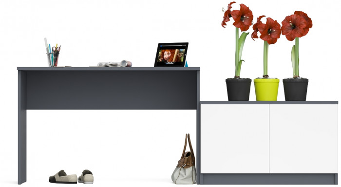 Мори Стол письменный МСП1200.1 + Тумба МА900.1, цвет графит/белый, ШхГхВ 210,8х50,4х76,6 см., универсальная сборка