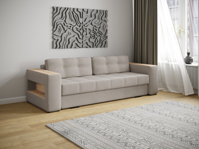 Диван раскладной Доро, бежевый/мдф дуб канадский