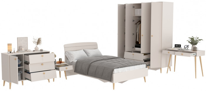 Афина Спальня 32-1200, цвет кашемир серый, сп.м. 1200х2000 мм., б/м, основание есть - фанера