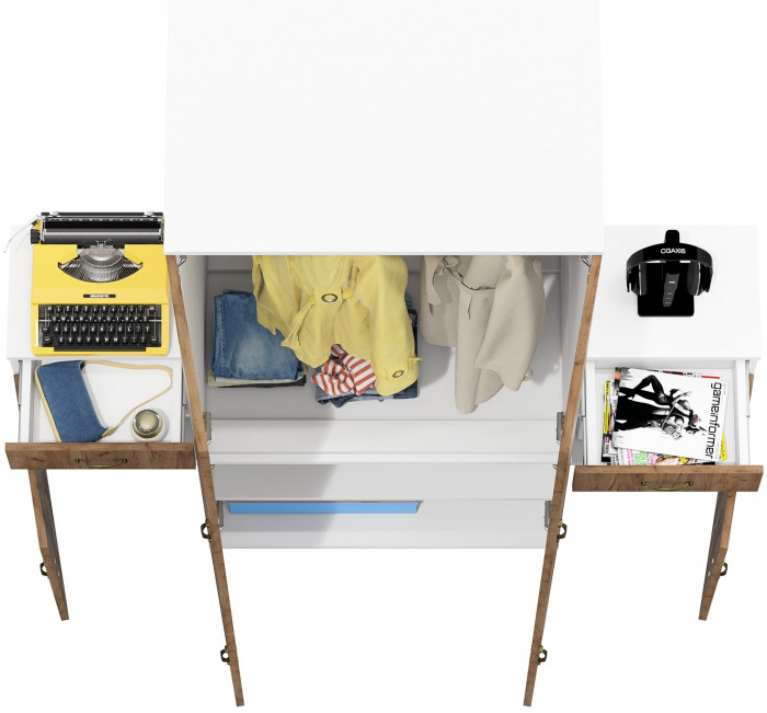 Лидер-8 Шкаф МД 19Б + Тумба МД 3.15 + Тумба МД 3.15, цвет белый шагрень/крафт золото, ШхГхВ 160х50х190 см., универсальная сборка