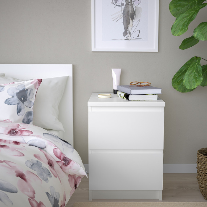 Комод MALM IKEA Белый снег 8685 BS (2 ящика) 40*48*55 см, Белый   Фиеста