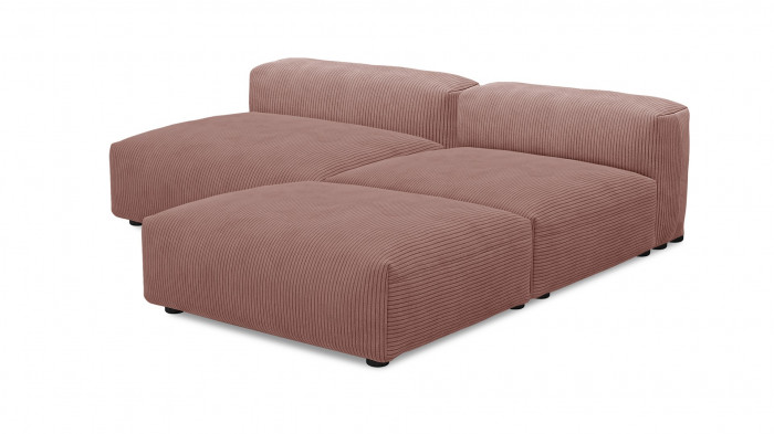 Угловой диван Фиджи большой и глубокий (Еврокнижка) Cilium Coral 210*242*62 см, Розовый Вельвет Еврокнижка Фиеста