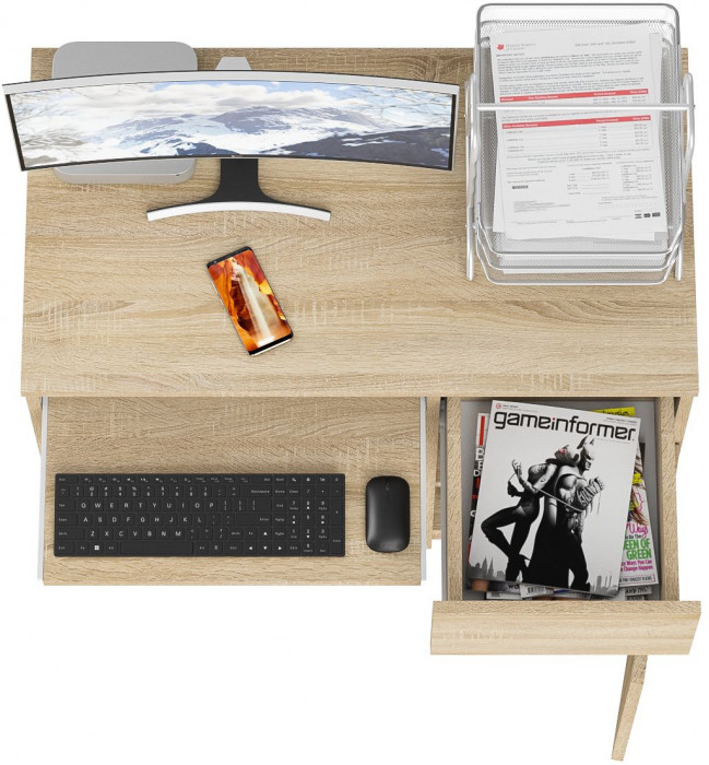 Мори компьютерный стол МС-1 правый, дуб сонома