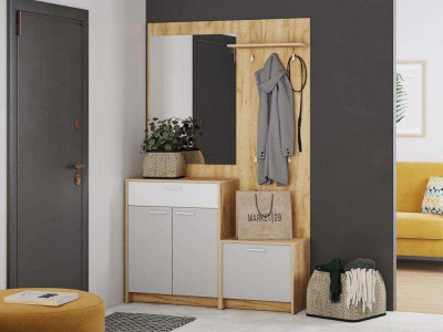 Прихожая Нортон 3 Дуб крафт золотой/белый/серый камень