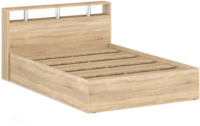 Камелия Кровать 1400, цвет дуб сонома, ШхГхВ 143,5х217х78,2 см., сп.м. 1400х2000 мм., без матраса, основание есть