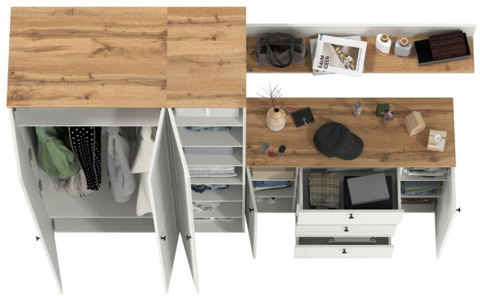 Остин Прихожая 75, белый шагрень/дуб крафт золотой