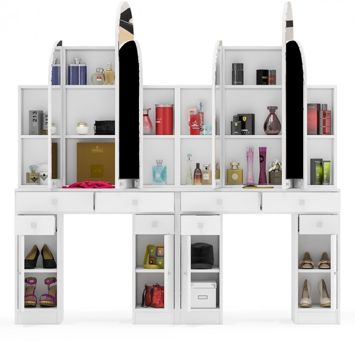 Два туалетных столика Трельяжа МД №2, белый шагрень