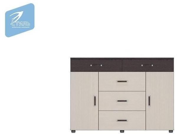 Вега К-03 Комод 5 ящиков+2 створки