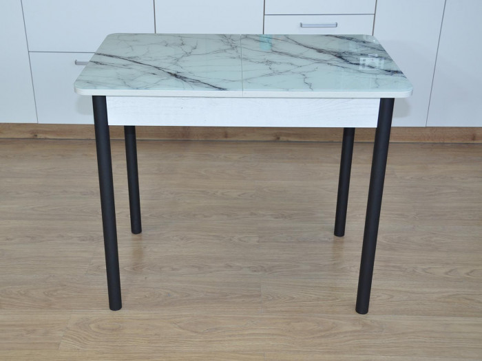 Нью йорк фотопечать стол обеденный раздвижной / белый мрамор/бетон белый/черный