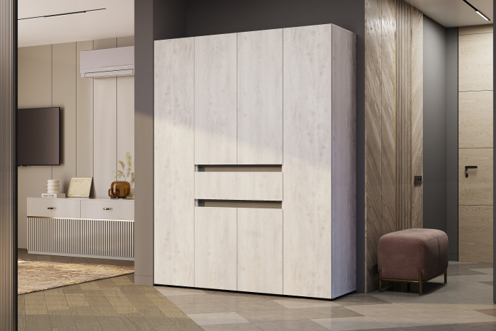 Шкаф 4-х створчатый Мрия ШК-13, Бетон пайн светлый, Графит