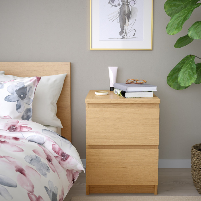 Комод MALM IKEA Бук Бавария 0381 PR (2 ящика) 40*48*55 см, Бук Бавария   Фиеста