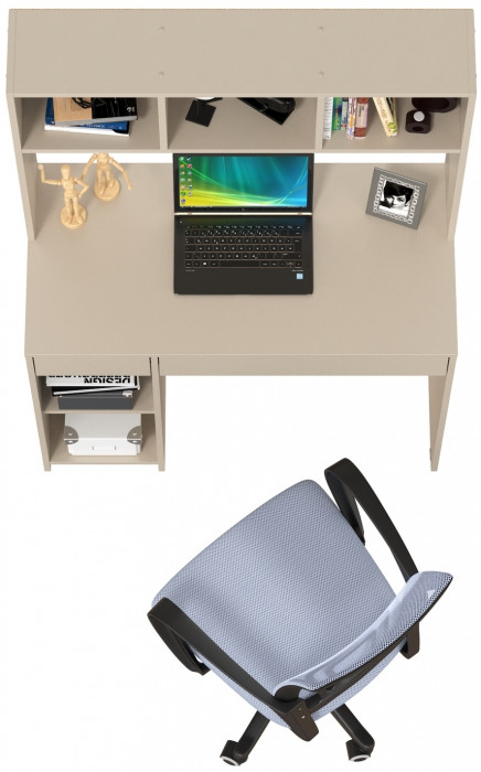 Стол компьютерный Комфорт 12.77F + кресло 103 серое, цвет сатин, ШхГхВ 100х49,8х147 см., универсальная сборка