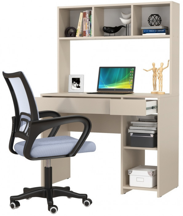 Стол компьютерный Комфорт 12.77F + кресло 103 серое, цвет сатин, ШхГхВ 100х49,8х147 см., универсальная сборка