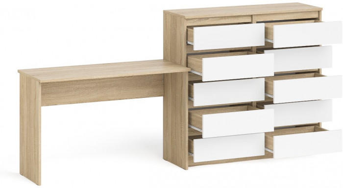 Мори Стол письменный МСП1200.1 + Комод МК1200.10, цвет дуб сонома/белый, ШхГхВ 240,8х50х115 см., универсальная сборка