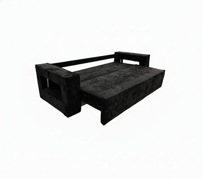 Диван-кровать Лофт Люкс Плюш с подсветкой, еврокнижка, 140х195, черный