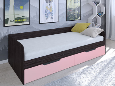 Кровать Астра одноярусная Венге/Розовый