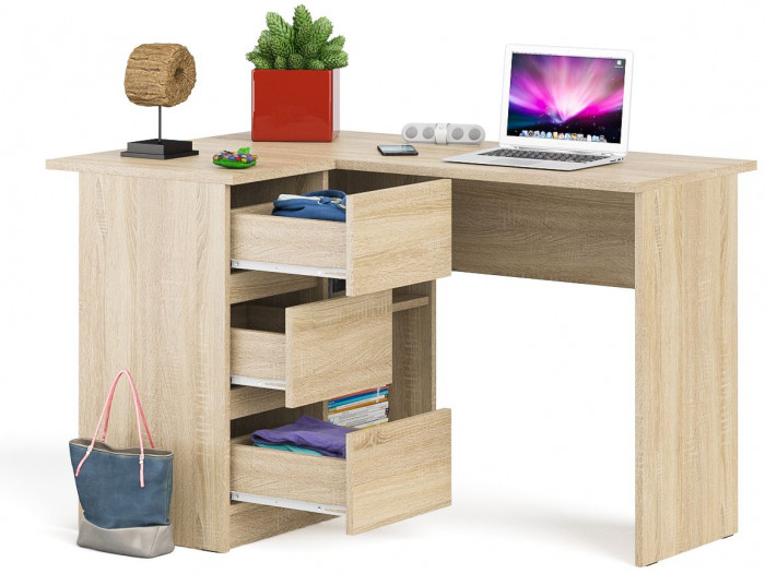 Мори компьютерный стол МС-16 левый, дуб сонома
