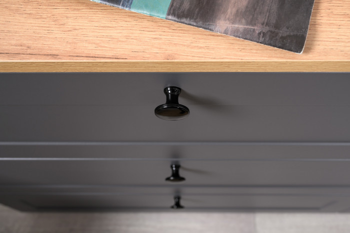 Остин 11.53 Кровать + ортопед + 16.307 Шкаф + 16.240 Комод, серый графит/дуб крафт золотой